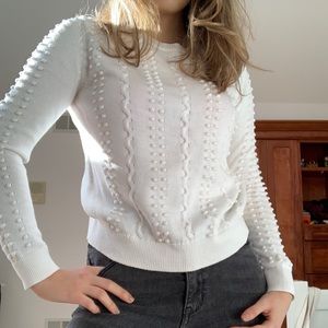 Cream knit crew neck sweater